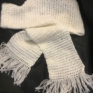 Handmade white crochet scarf